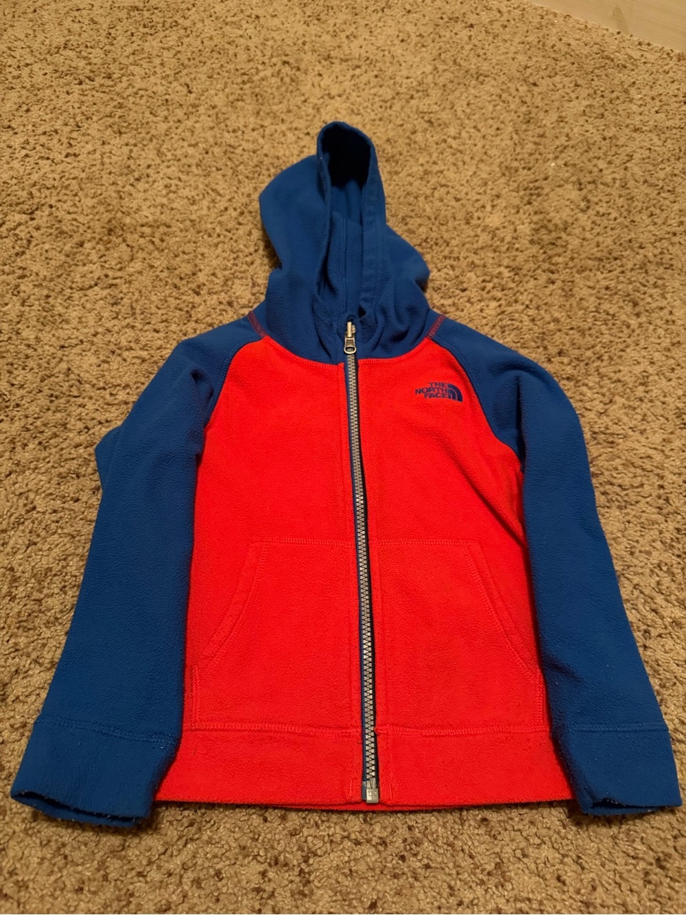 The North Face Kids Blue & Red Full-Zip Hooded Fleece